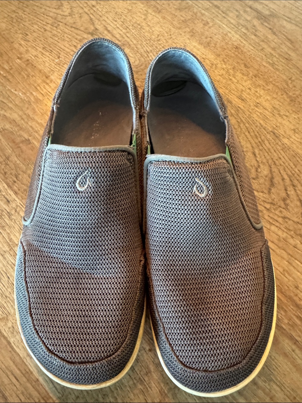 OluKai Men's Brown Mesh Slip-On Loafers